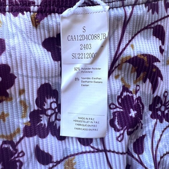 Cupshe High-Waisted Floral Bikini Bottoms Purple/White Size Small - Picture 4 of 8